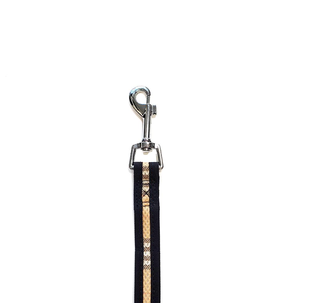 Bark Appeal Mesh Dog Leash, Tan Plaid, 3/4-in x 5-ft