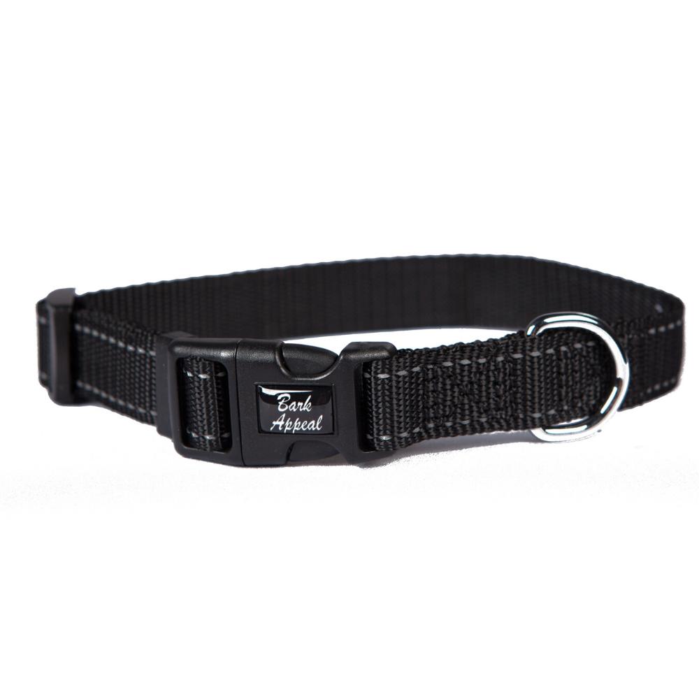 Bark Appeal Reflective Trim Dog Collar, Black
