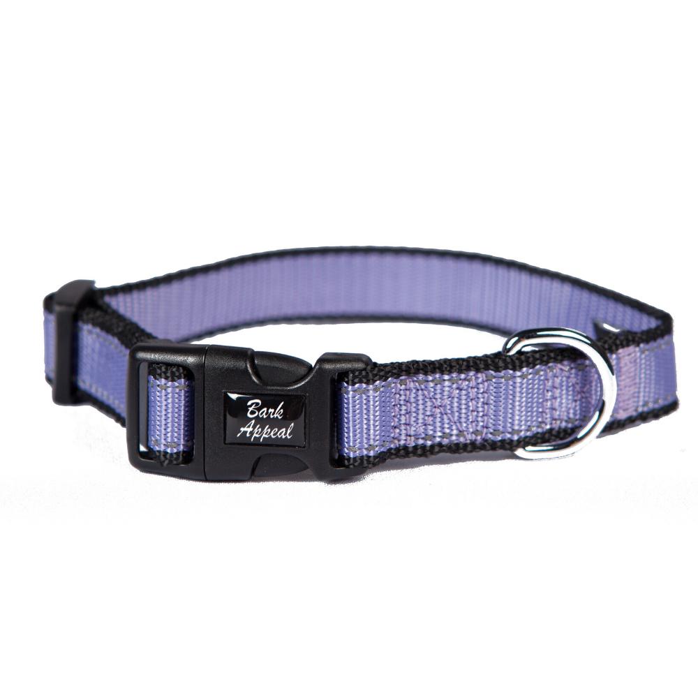 Bark Appeal Reflective Trim Dog Collar, Lavender, 3/8-in x 6-9-in