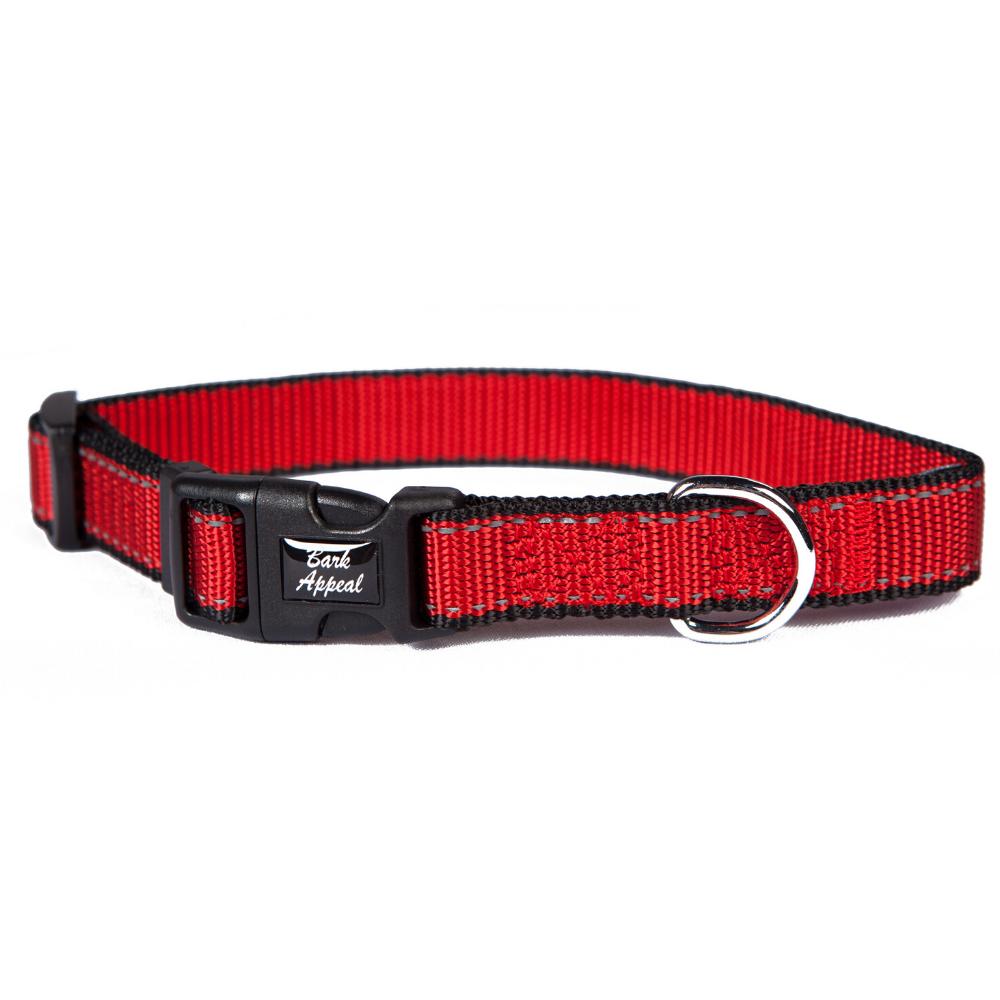 Bark Appeal Reflective Trim Dog Collar, Red, 3/8-in x 6-9-in