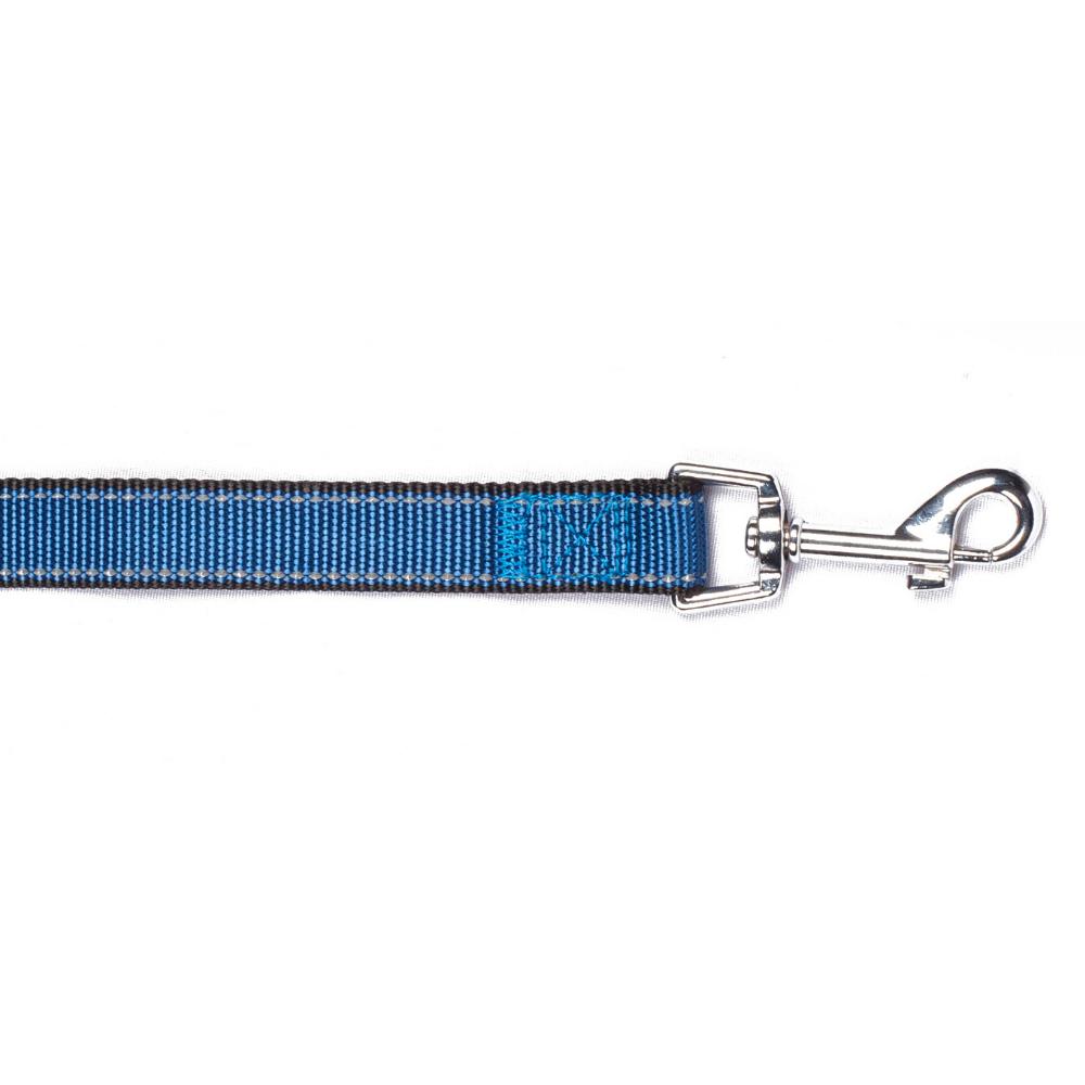 Bark Appeal Reflective Trim Dog Lead, Blue, 1-in x 5-ft