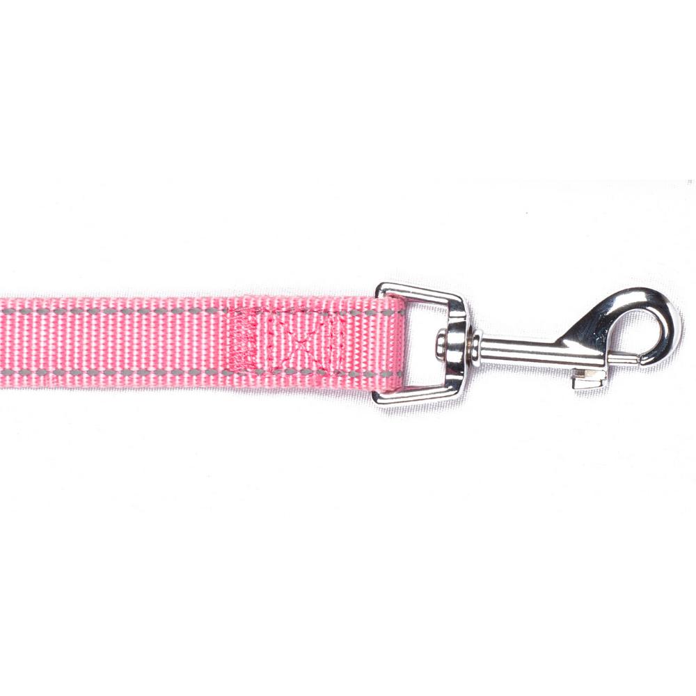 Bark Appeal Reflective Trim Dog Lead, Pink, 3/8-in x 5-ft