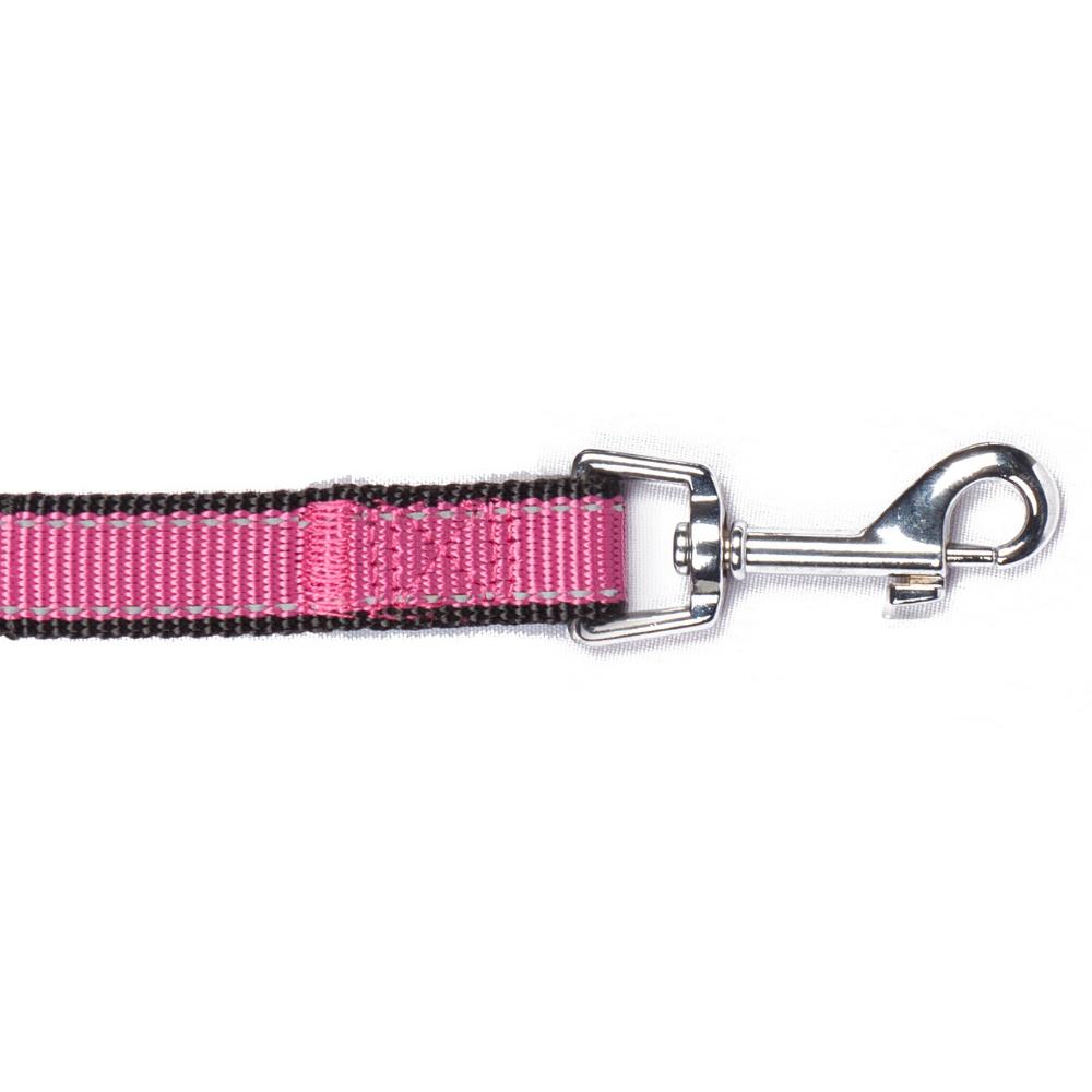 Bark Appeal Reflective Trim Dog Lead, Raspberry