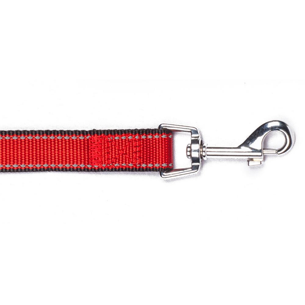 Bark Appeal Reflective Trim Dog Lead, Red, 1-in x 5-ft