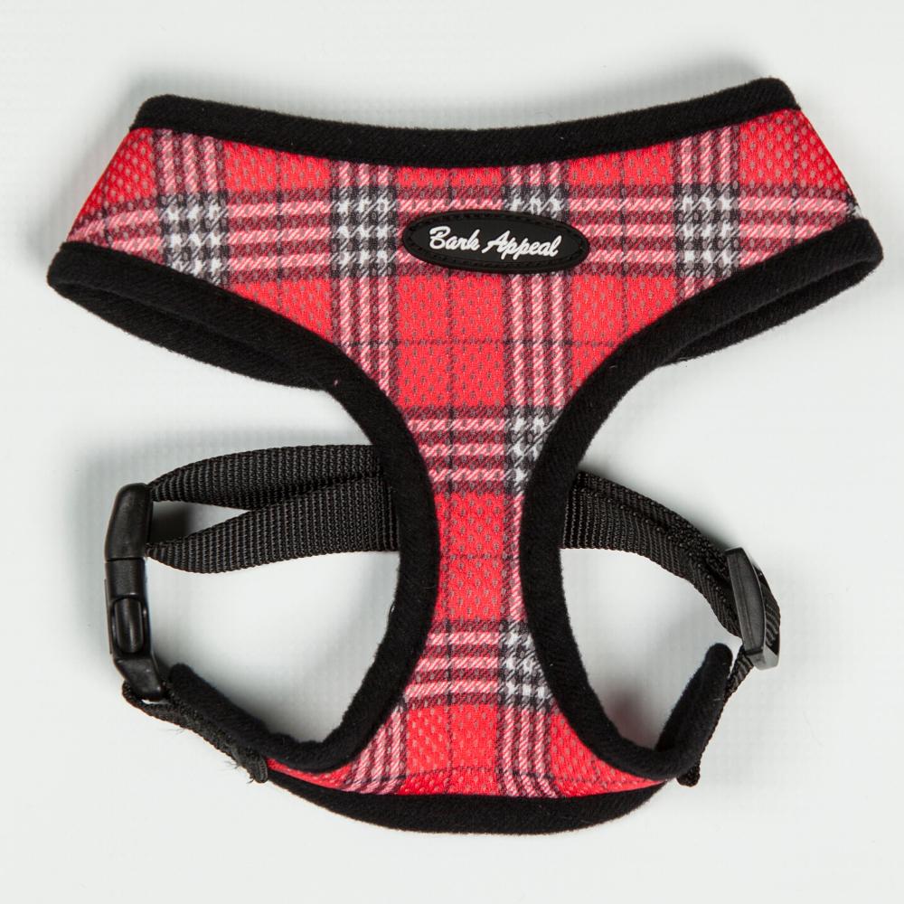 Bark Appeal Breathe EZ Pull-Over Dog Harness, Red Plaid, Large