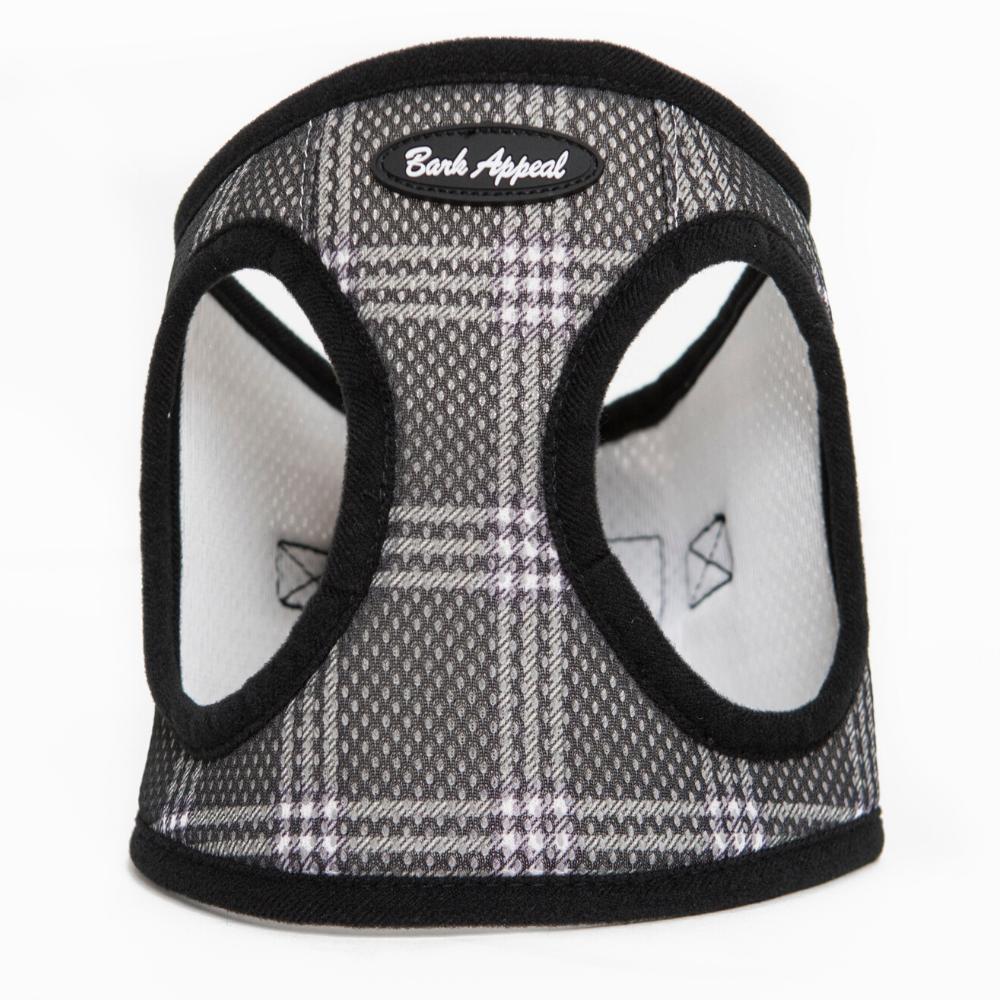 Bark Appeal Mesh EZ Wrap Step In Dog Harness, Black Plaid, XX-Small