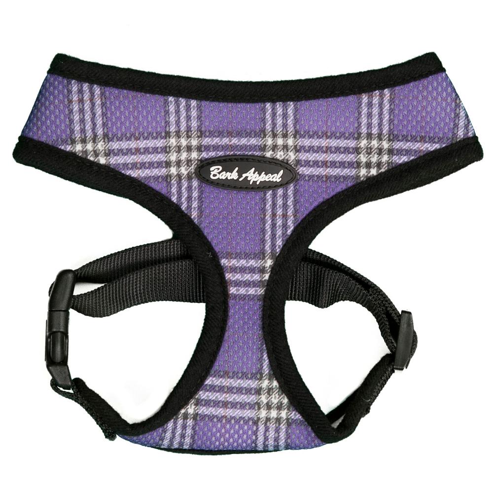 Bark Appeal Breathe EZ Pull-Over Dog Harness, Lavender Plaid, X-Small