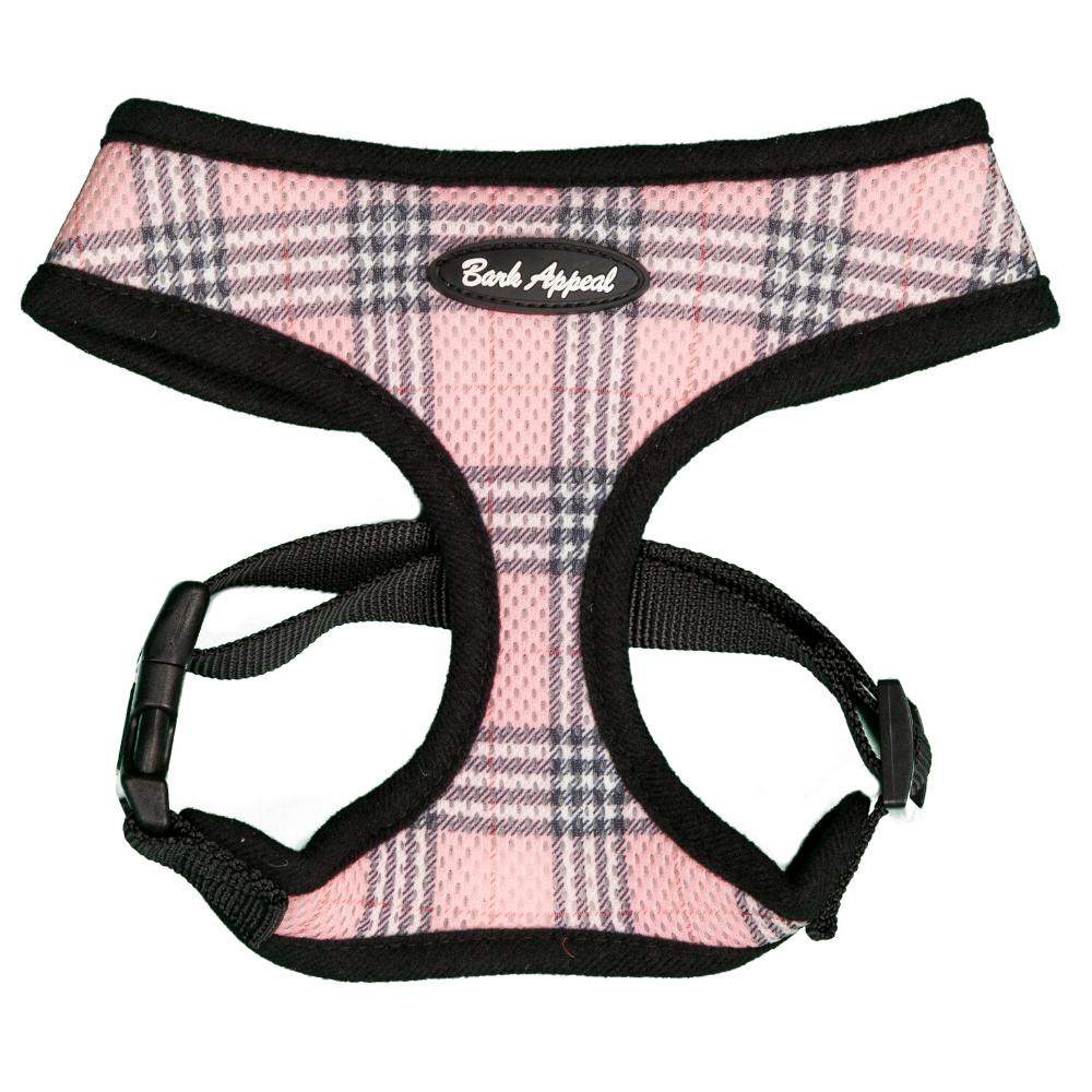 Bark Appeal Breathe EZ Pull-Over Dog Harness, Pink Plaid, XX-Large