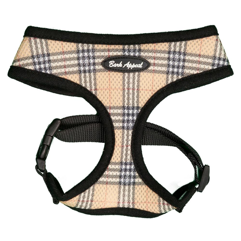 Bark Appeal Breathe EZ Pull-Over Dog Harness, Tan Plaid Image