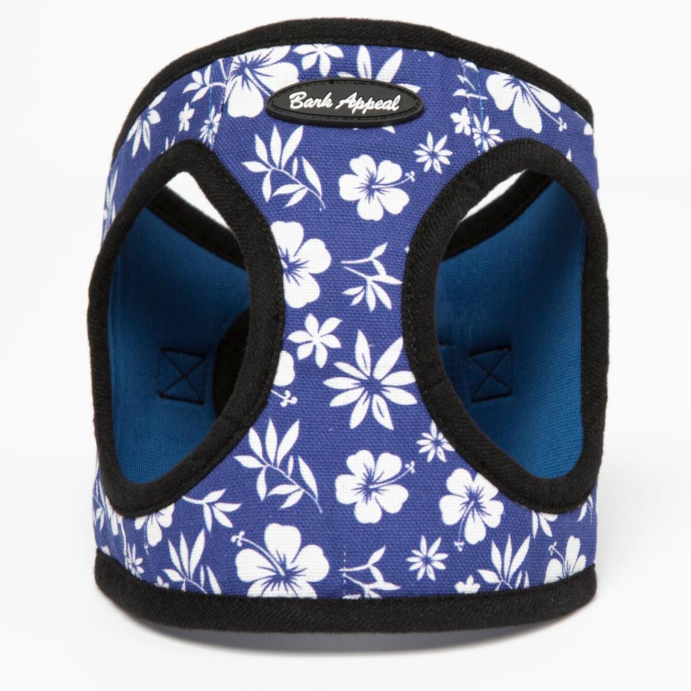 Bark Appeal Canvas/Mesh EZ Wrap Step In Dog Harness, Blue Hibiscus, Small