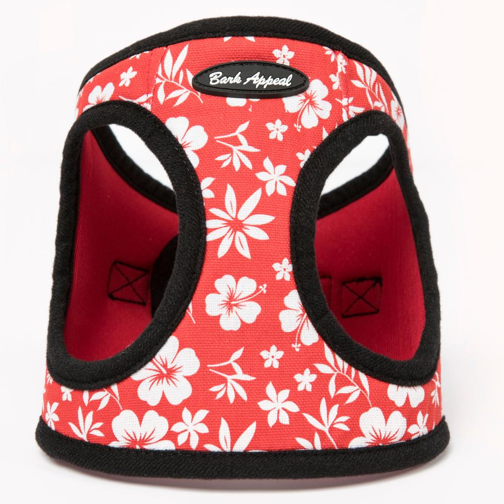 Bark Appeal Canvas/Mesh EZ Wrap Step In Dog Harness, Red Hibiscus, XX-Small