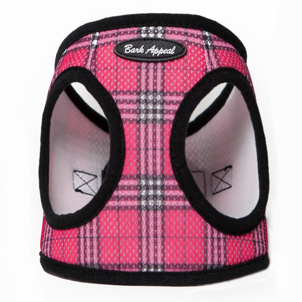 Bark Appeal Mesh EZ Wrap Step In Dog Harness, Raspberry Plaid, X-Large