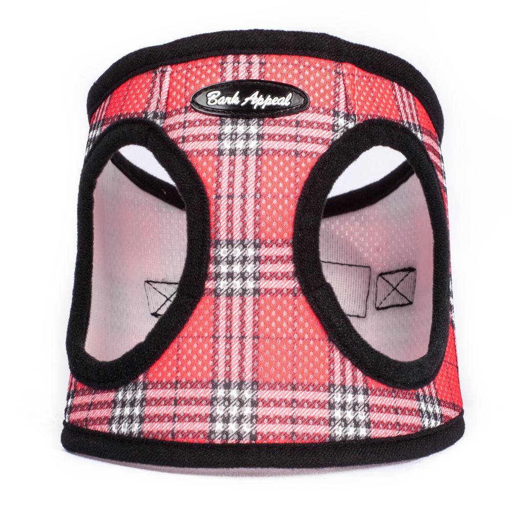 Bark Appeal Mesh EZ Wrap Step In Dog Harness, Red Plaid, XX-Large