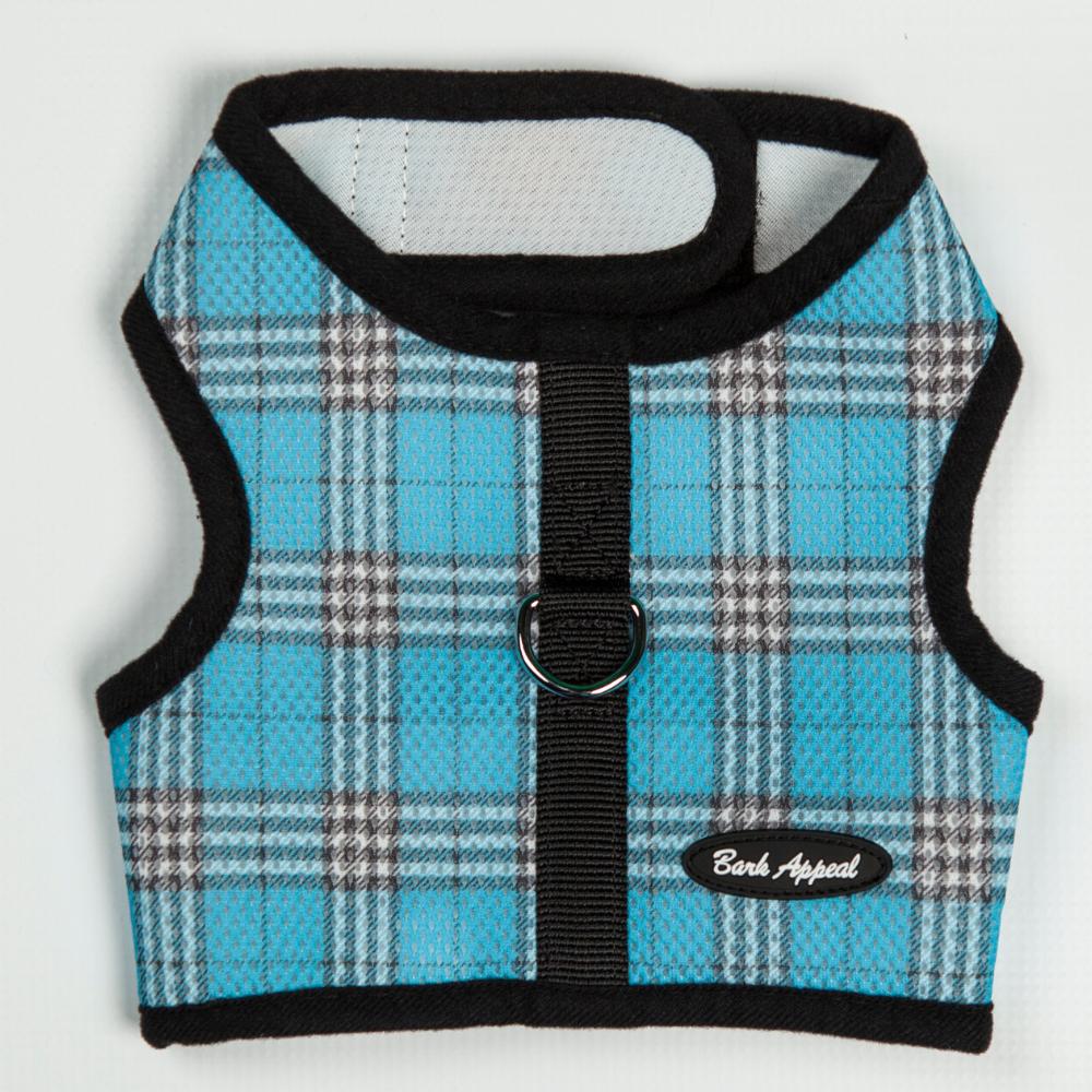 Bark Appeal Mesh Wrap N Go Dog Harness, Blue Plaid, Large