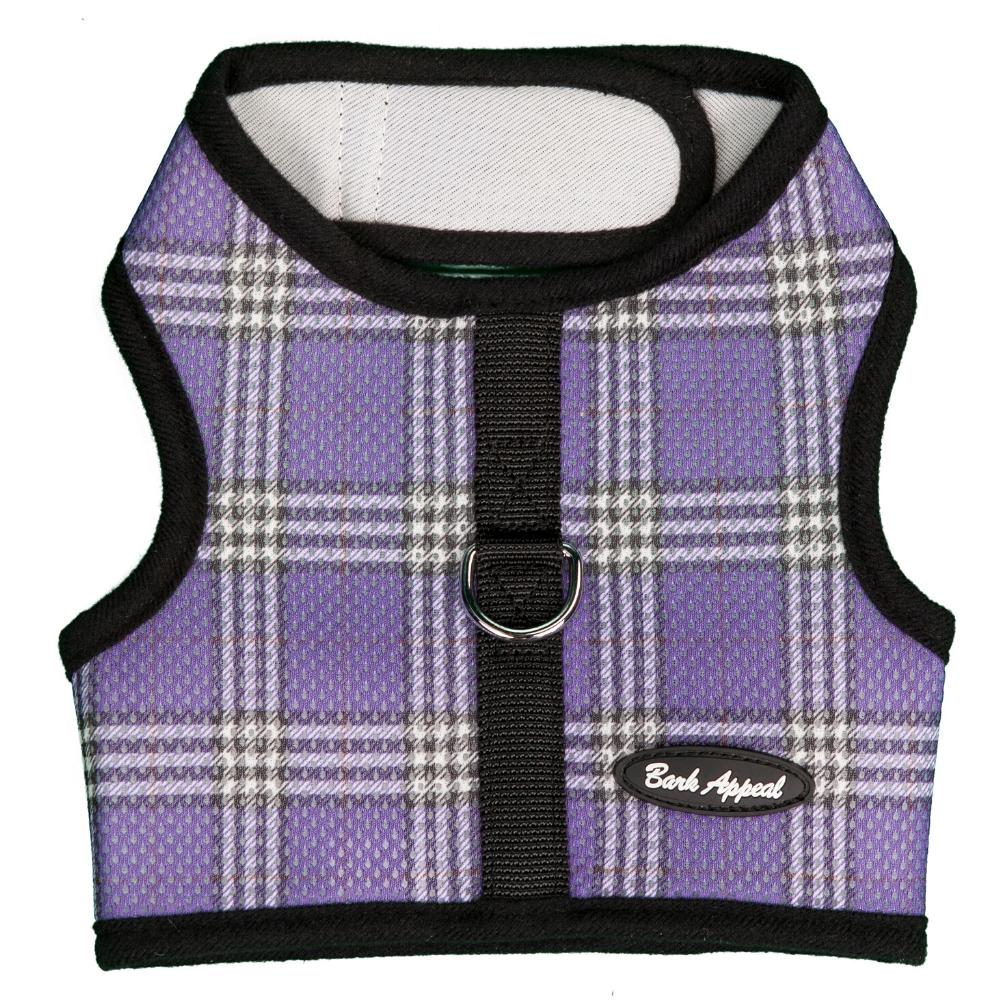 Bark Appeal Mesh Wrap N Go Dog Harness, Lavender Plaid, Large