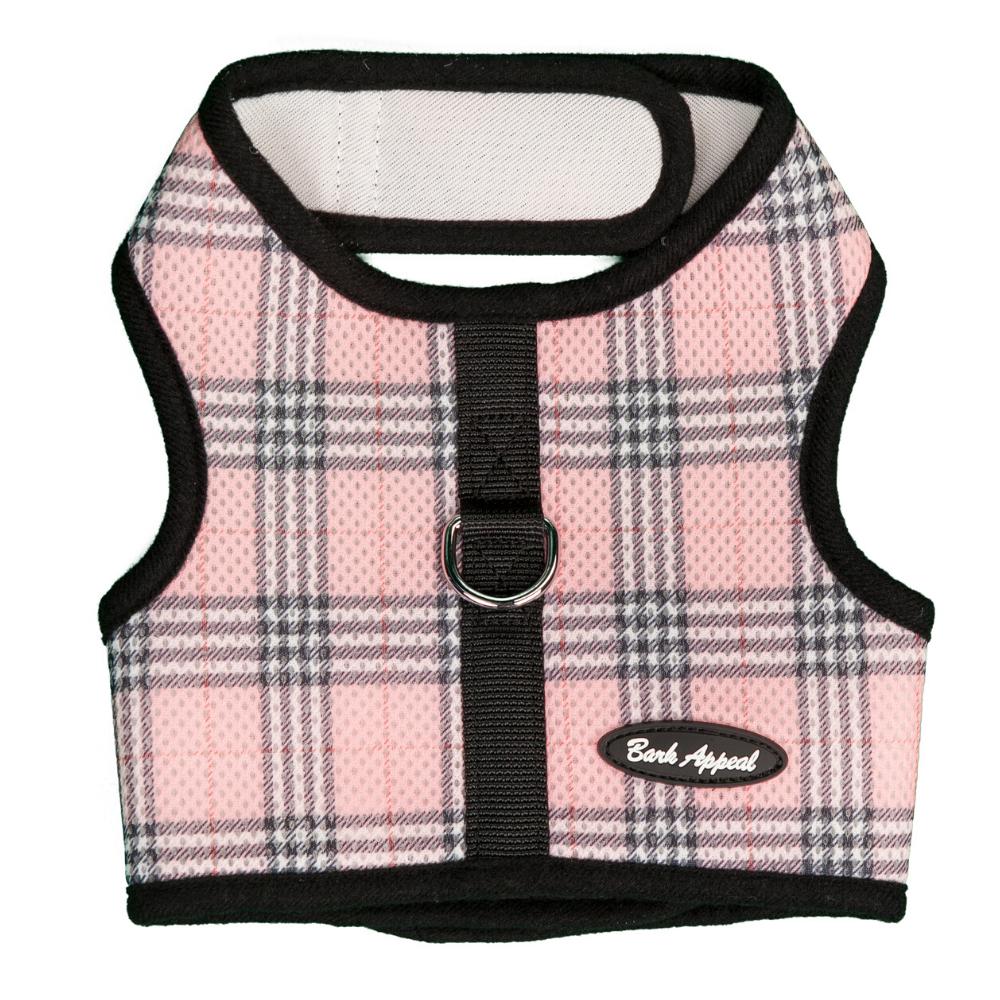 Bark Appeal Mesh Wrap N Go Dog Harness, Pink Plaid, X-Large
