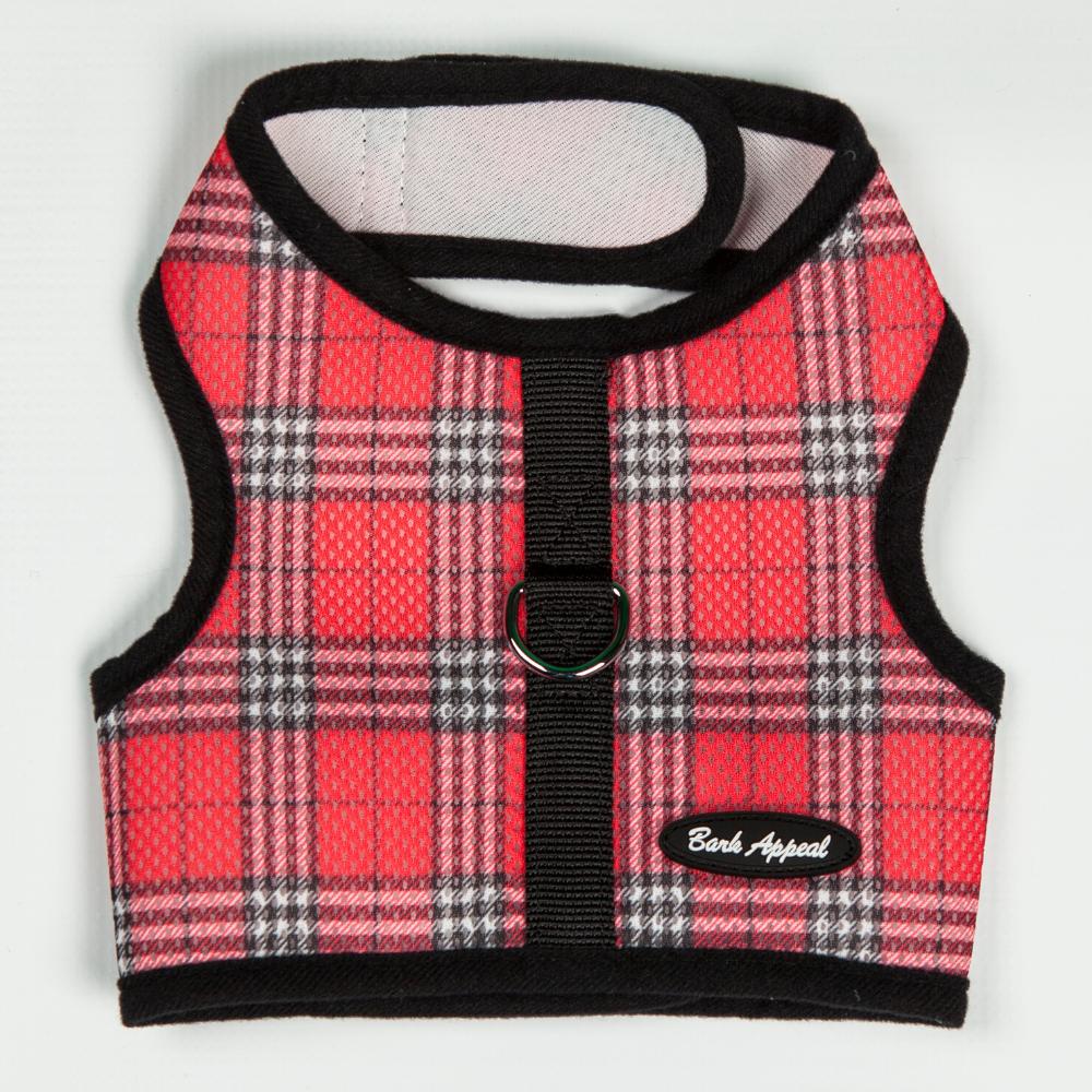 Bark Appeal Mesh Wrap N Go Dog Harness, Red Plaid, X-Large