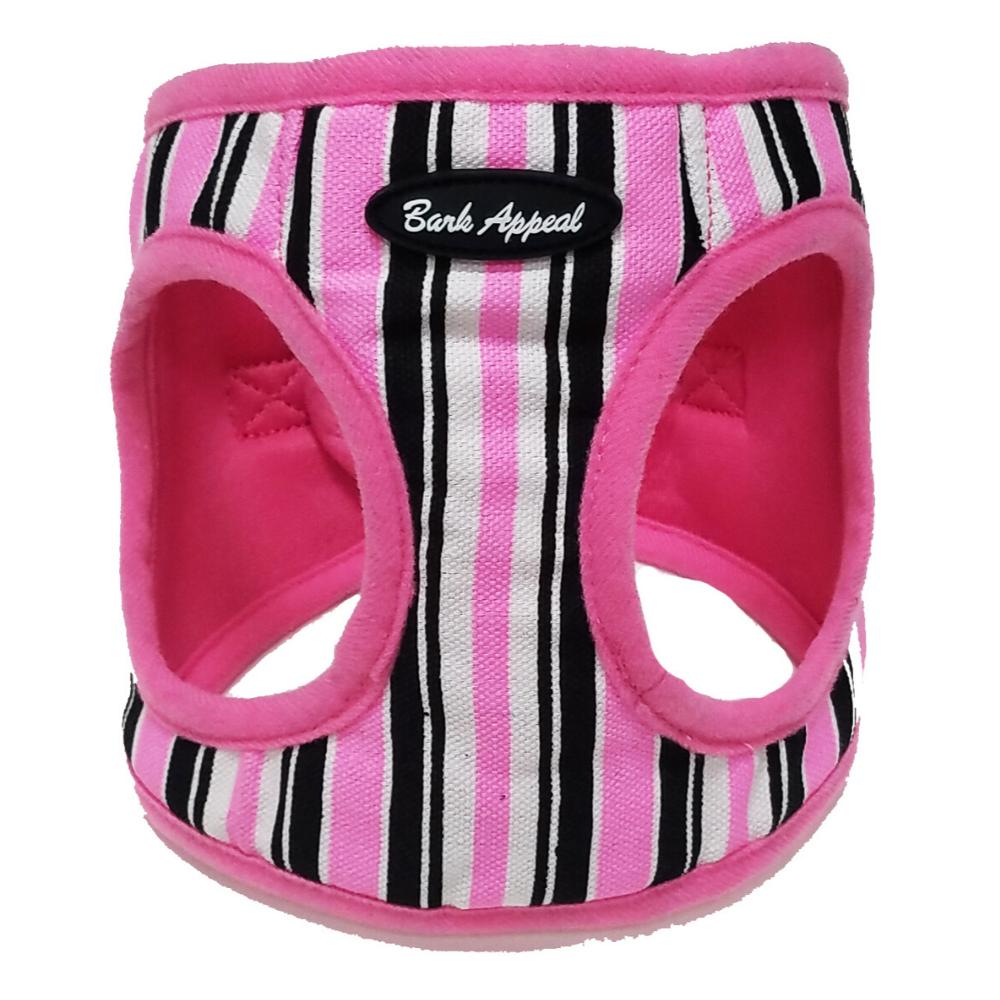Bark Appeal Canvas/Mesh Step In Dog Harness, Pink Stripe, X-Large
