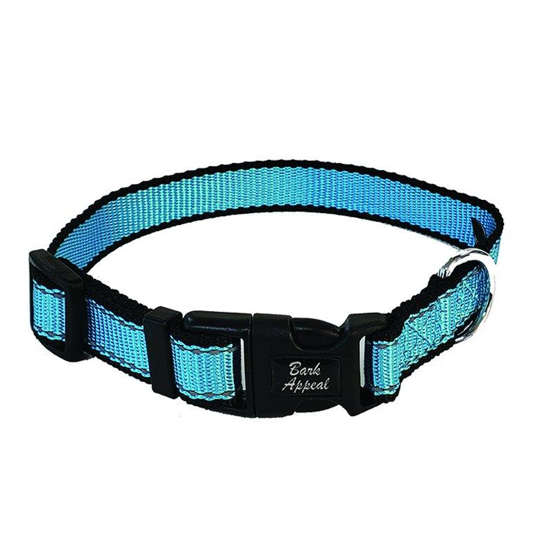 Bark Appeal Reflective Trim Dog Collar, Aqua Blue