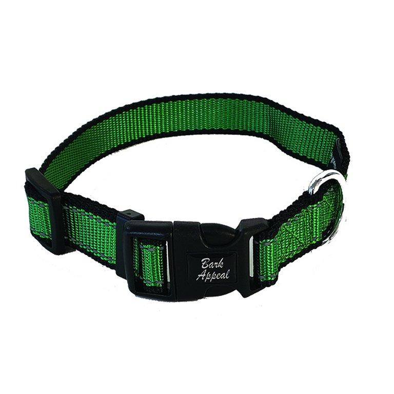 Bark Appeal Reflective Trim Dog Collar, Lime Green
