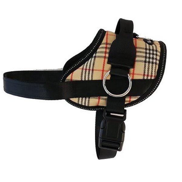 Bark Appeal Reflective No-Pull Dog Harness, Tan Plaid, Small