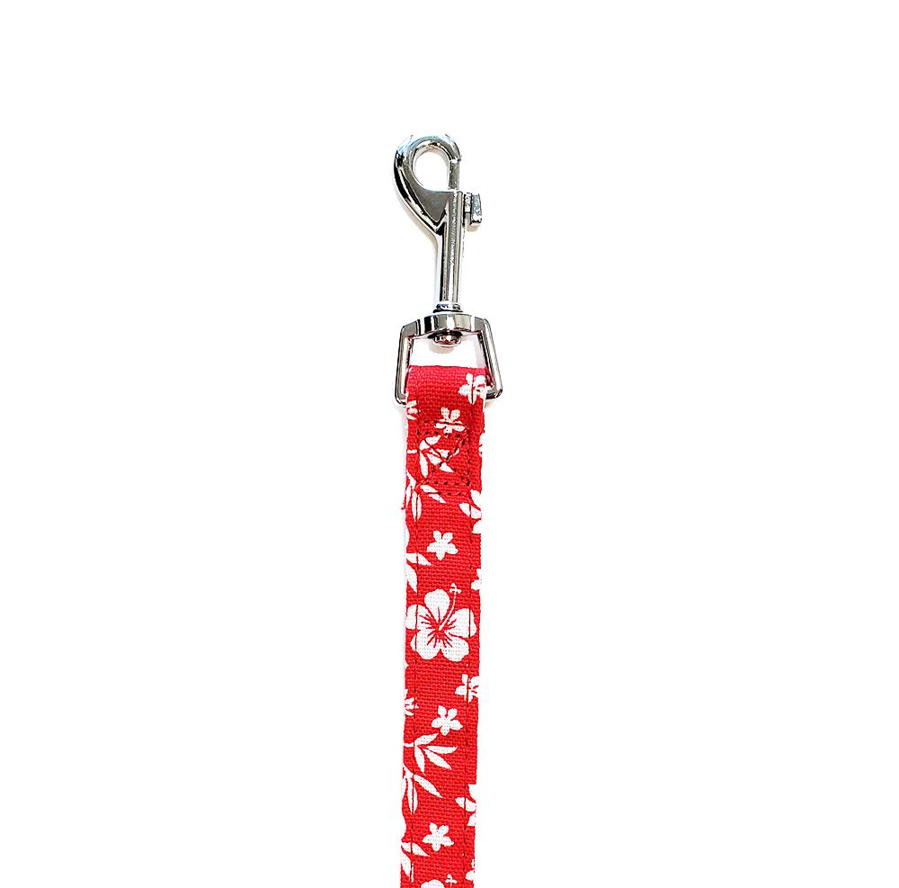 Bark Appeal Canvas Dog Leash, Red Hibiscus