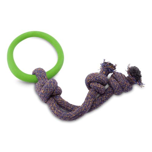 Beco Rubber Hoop on Rope Dog Toy, Green