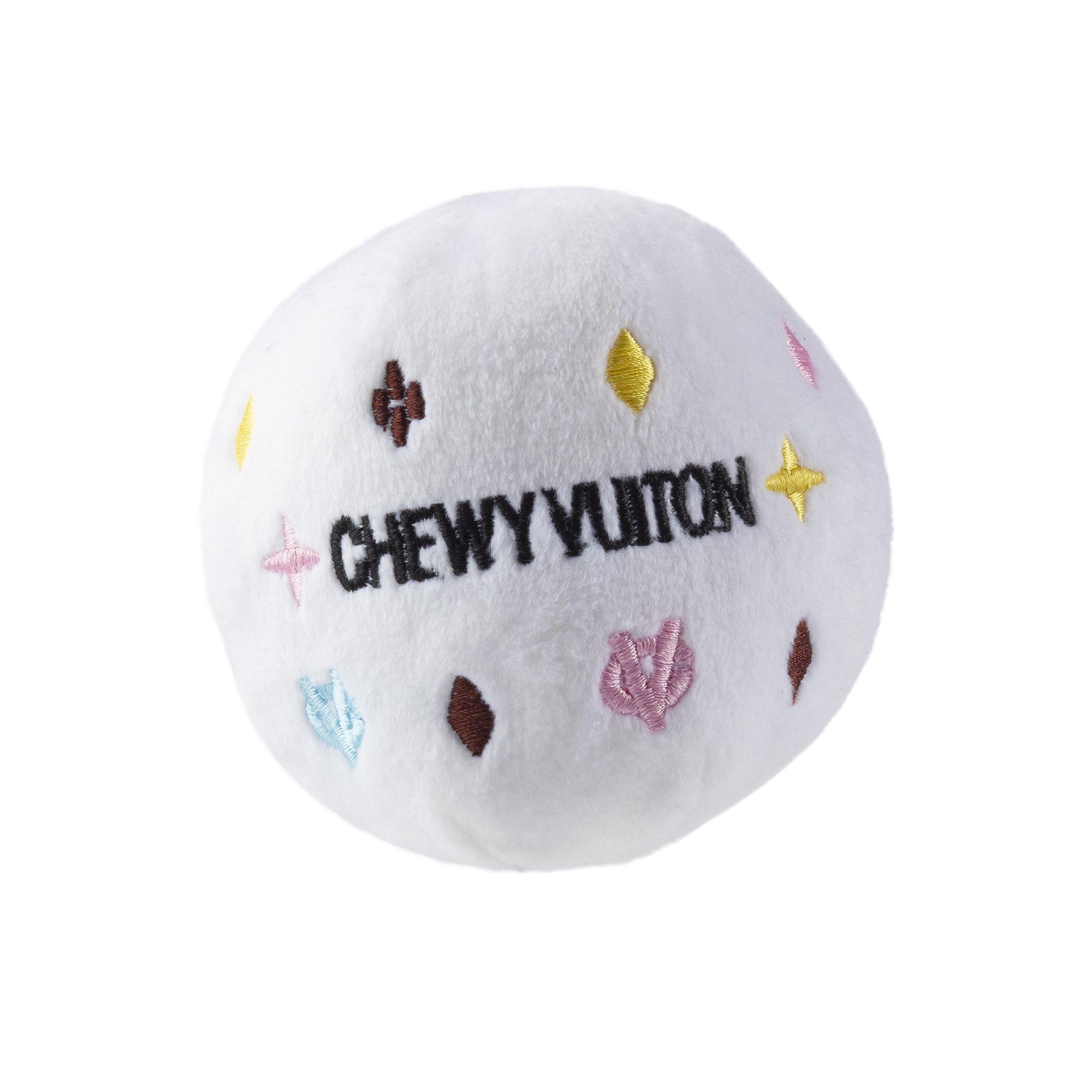 Haute Diggity Dog Chewy Vuiton Ball Dog Toy, White, Large