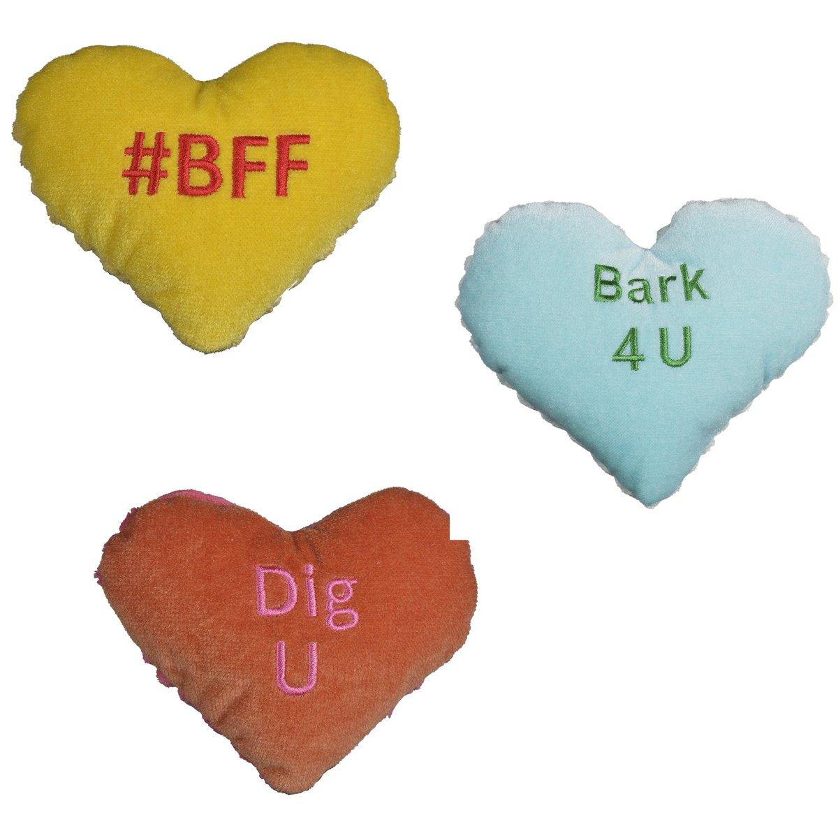 HuggleHounds Valentine's Sweetheart Messages Dog Toy, Small, 3-pk
