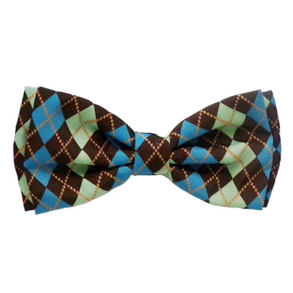 Huxley & Kent Pet Bow Tie, Teal Argyle, X-Large