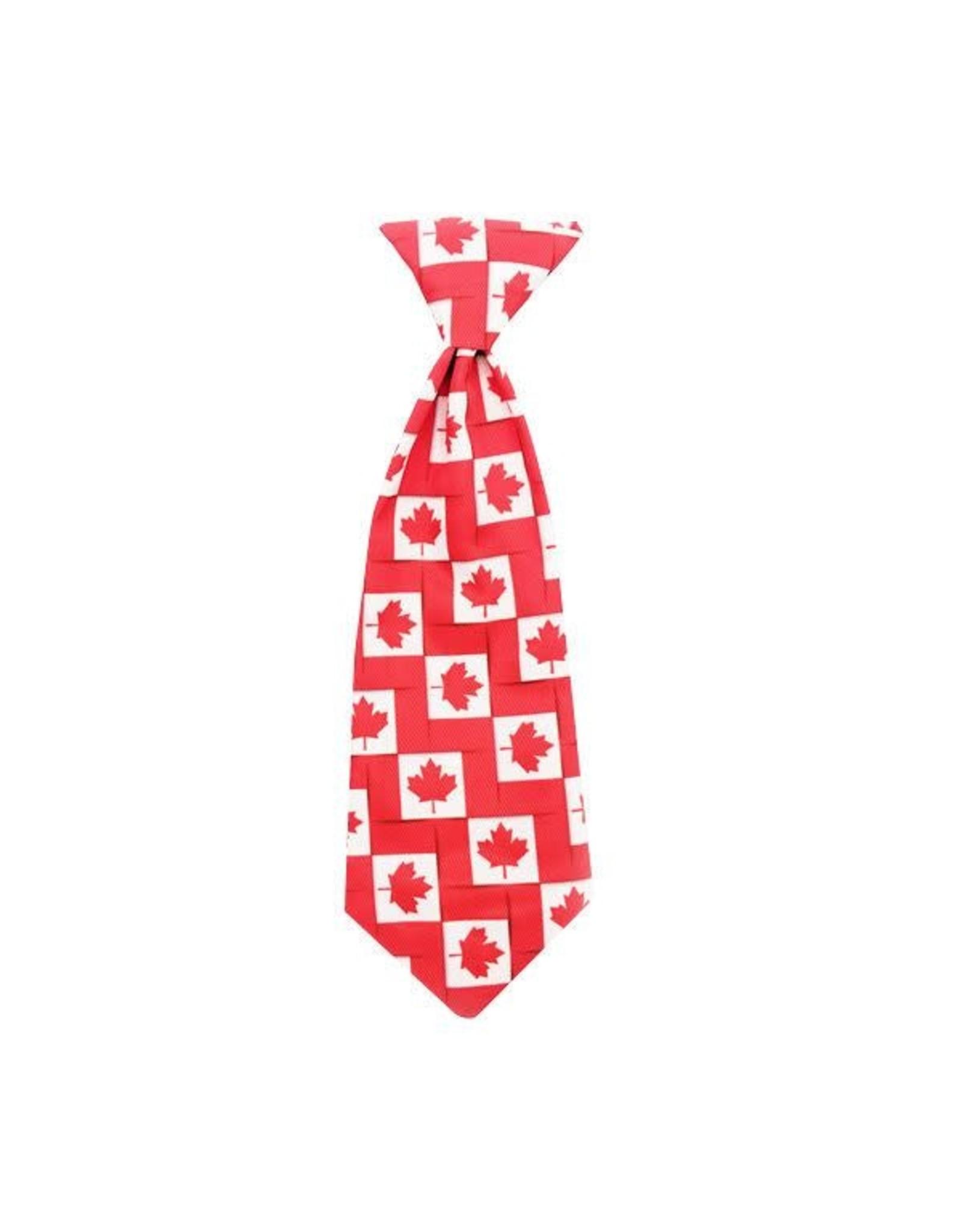 Huxley & Kent Cravate longue O Canada pour chien, rouge/blanc, Moyen