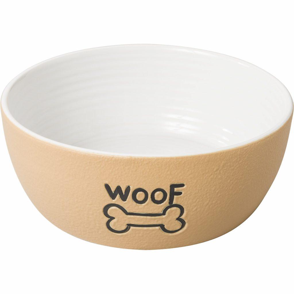 Ethical Pet Nantucket Woof Dog Dish, Tan, 7-in