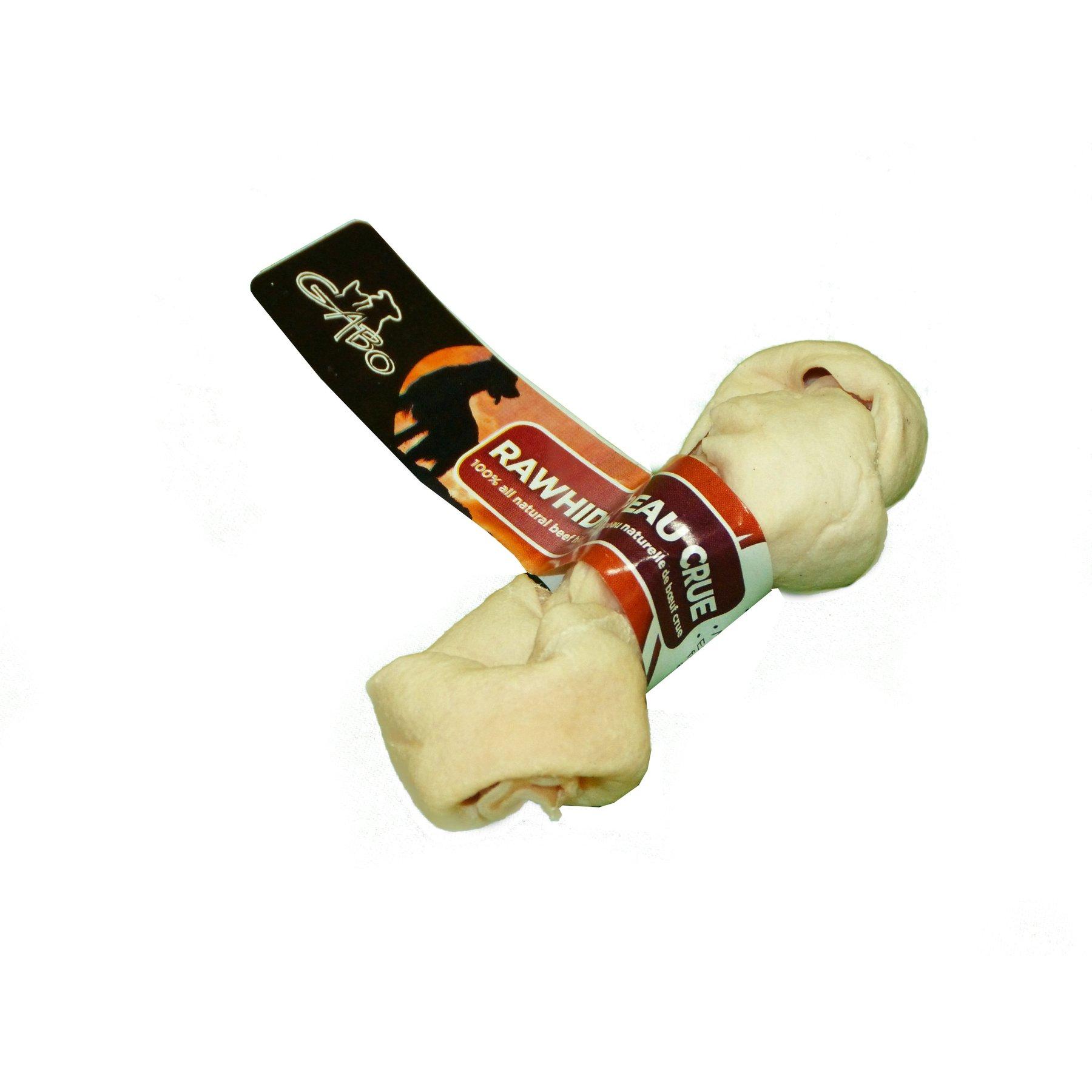 Gabo White Knotted Rawhide Bone Dog Treats, 4-5-in