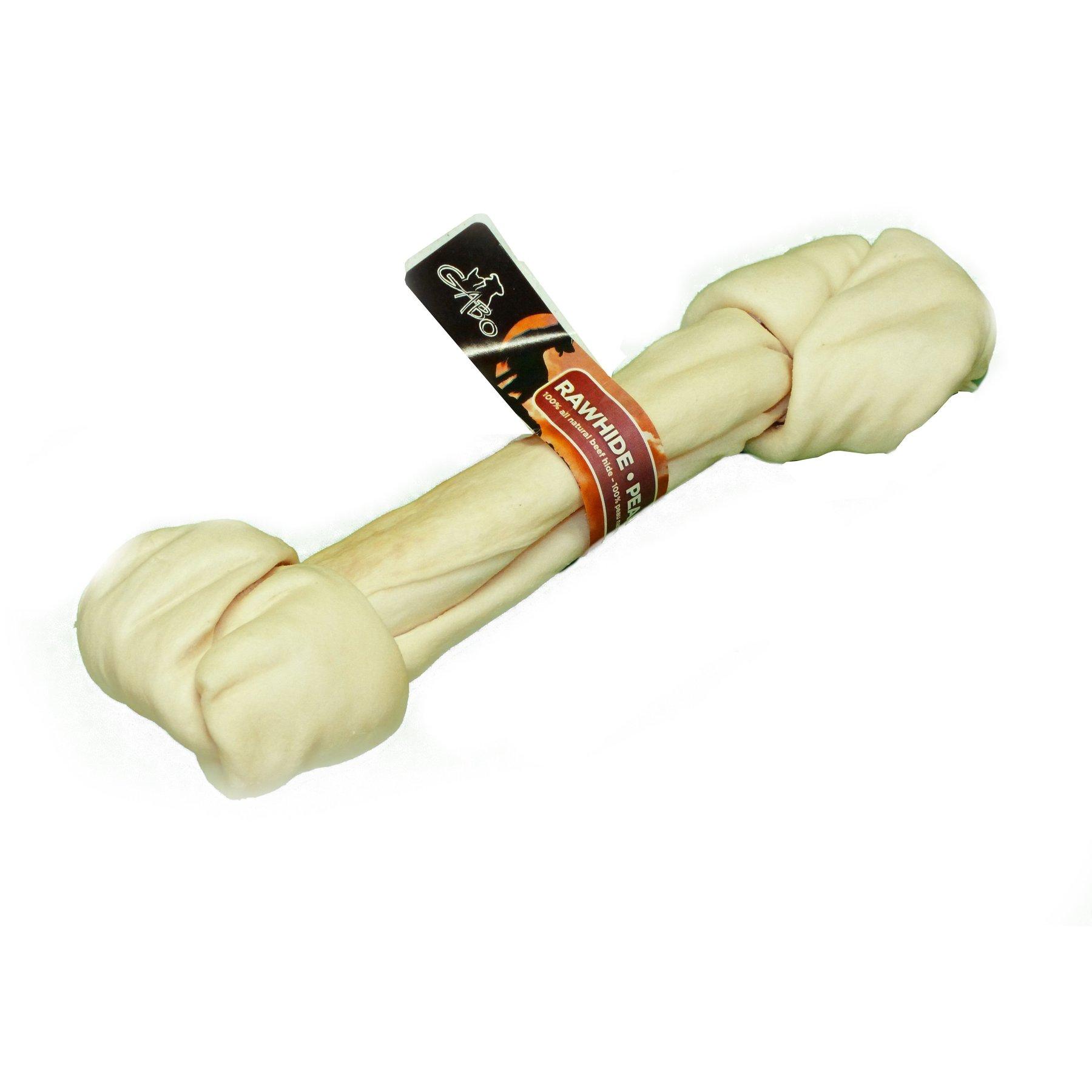 Gabo White Knotted Rawhide Bone Dog Treats, 15-16-in