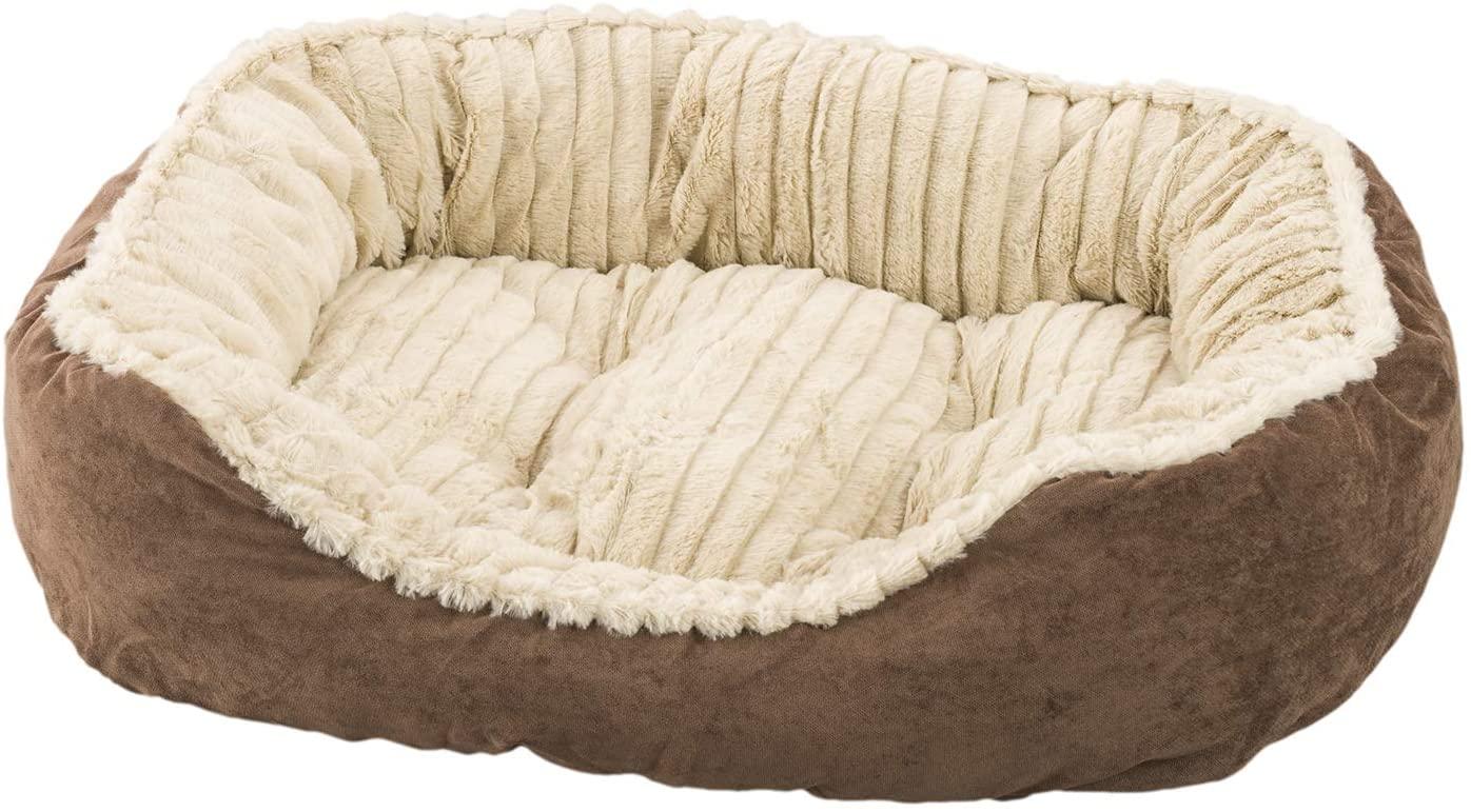Ethical Pet Spot Sleep Zone Carved Plush Dog Bed, Chocolate, 26-in