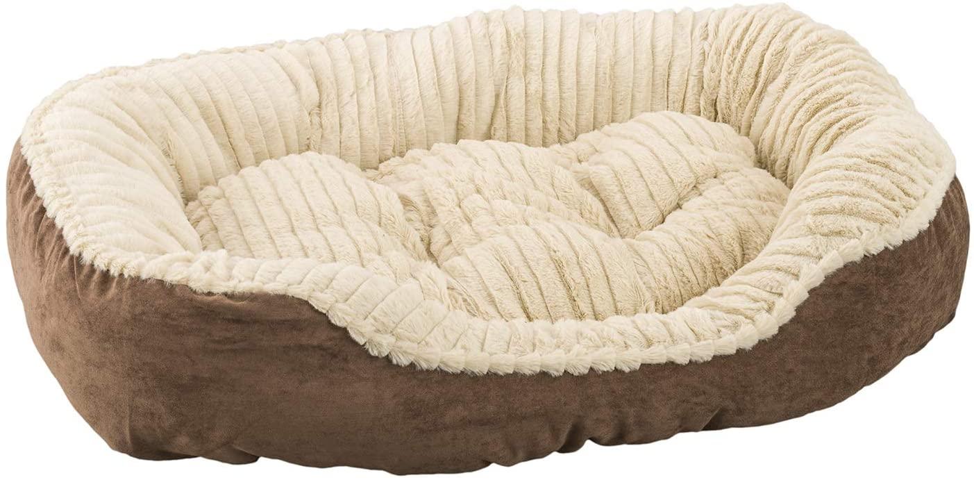 Ethical Pet Spot Sleep Zone Carved Plush Dog Bed, Chocolate, 32-in