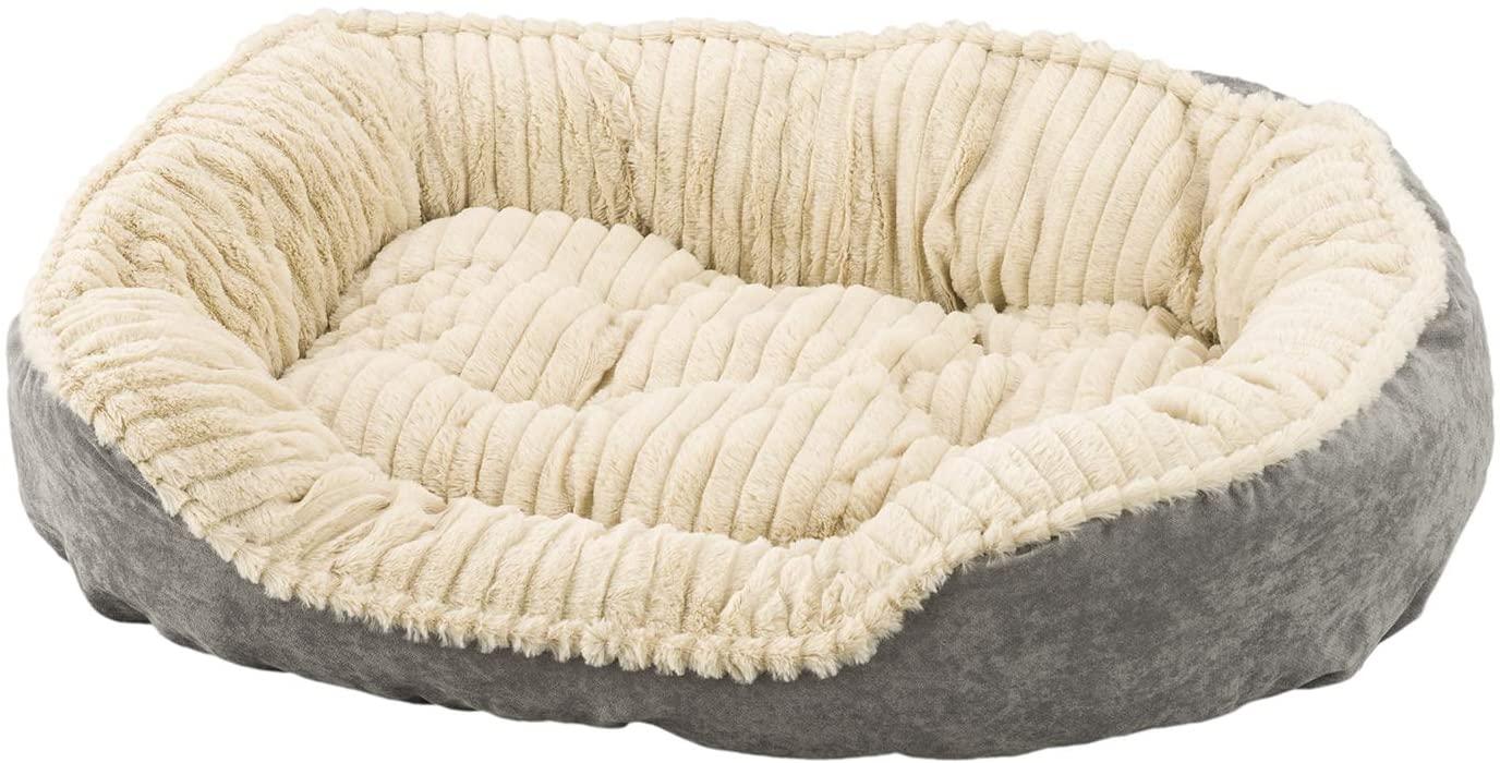 Ethical Pet Spot Sleep Zone Carved Plush Dog Bed, Gray, 26-in