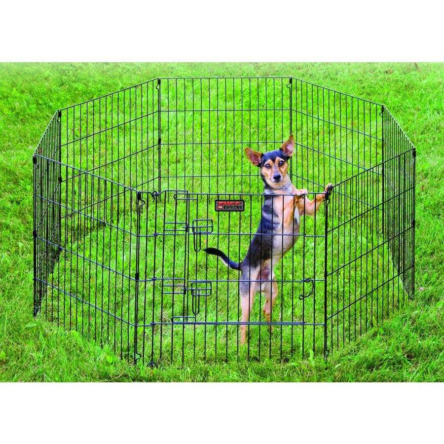 TUFF 8-Panel Exercise Pen with Door for Dogs, Black, 24-in x 24-in