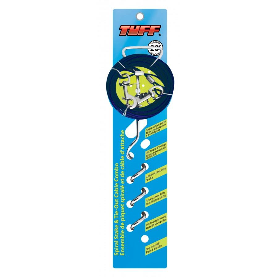 Ensemble piquet et câble TUFF Dog Tie-Out, 20 pi