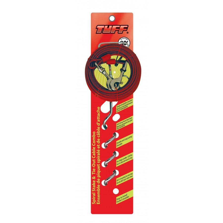 TUFF Dog Tie-Out Stake & Cable Combo, 30-ft