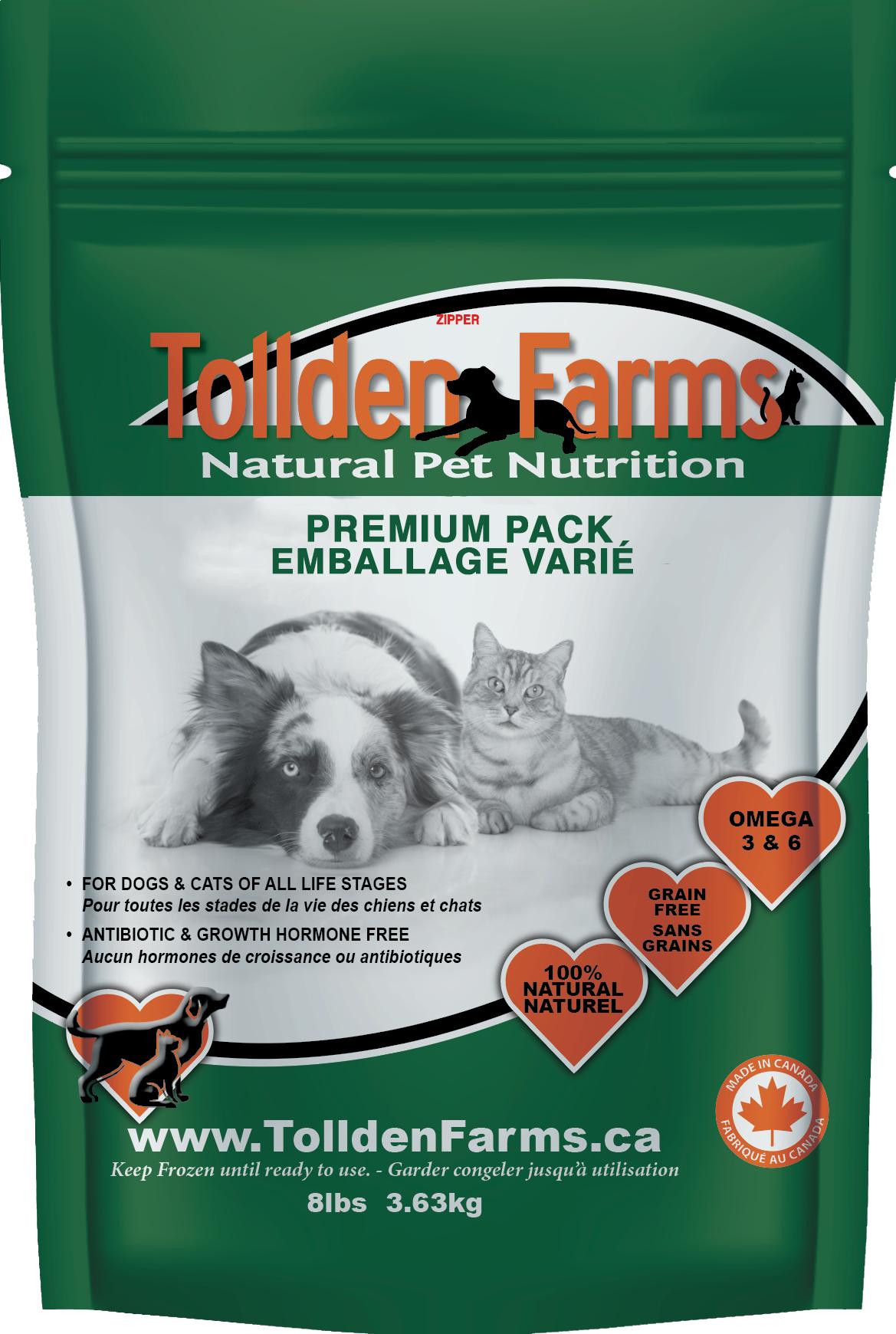 Tollden Farms Premium Pack Frozen Dog & Cat Food, 8-lb