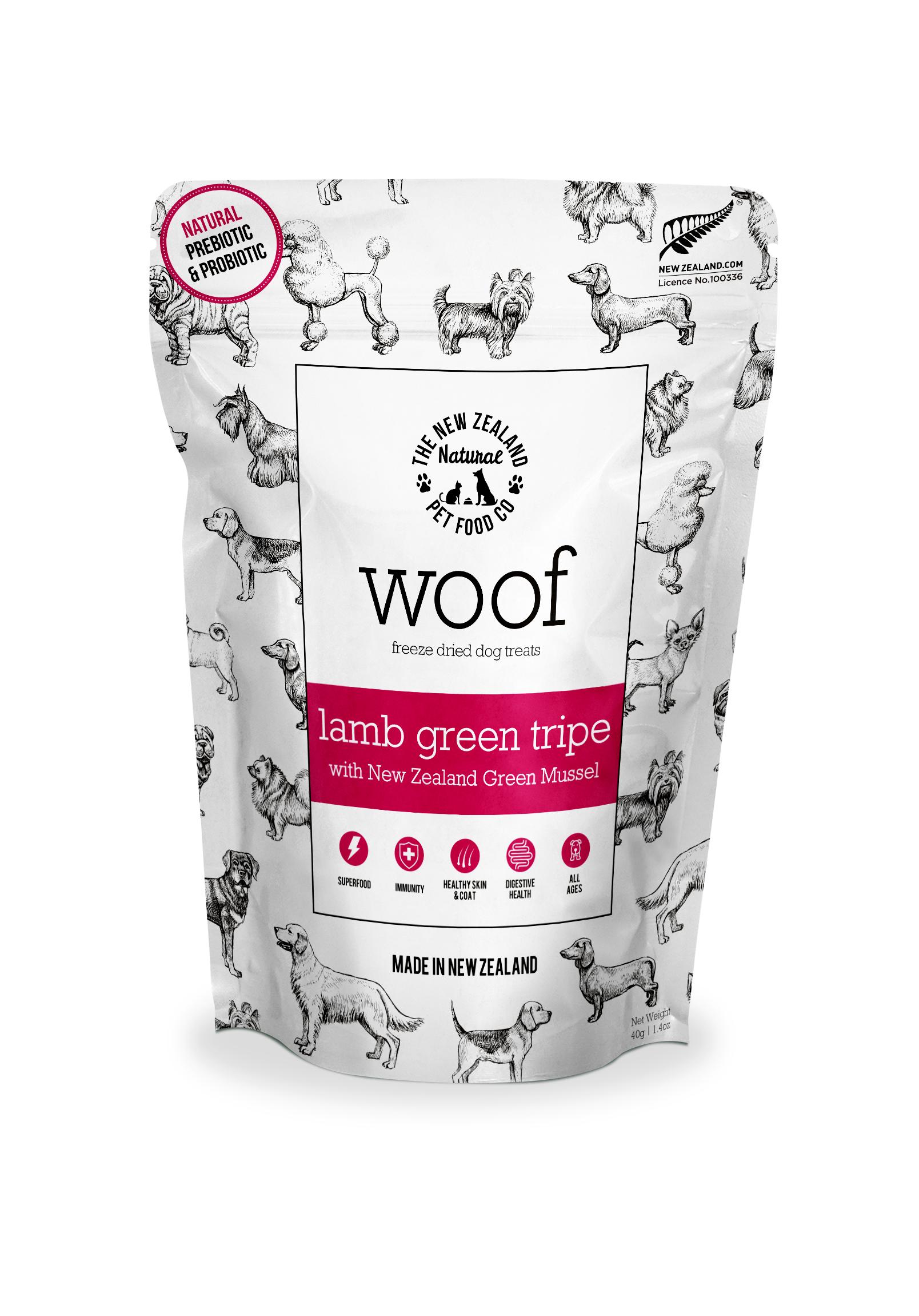 New Zealand Natural Pet Food Woof Lamb Green Tripe Freeze-Dried Dog Treats
