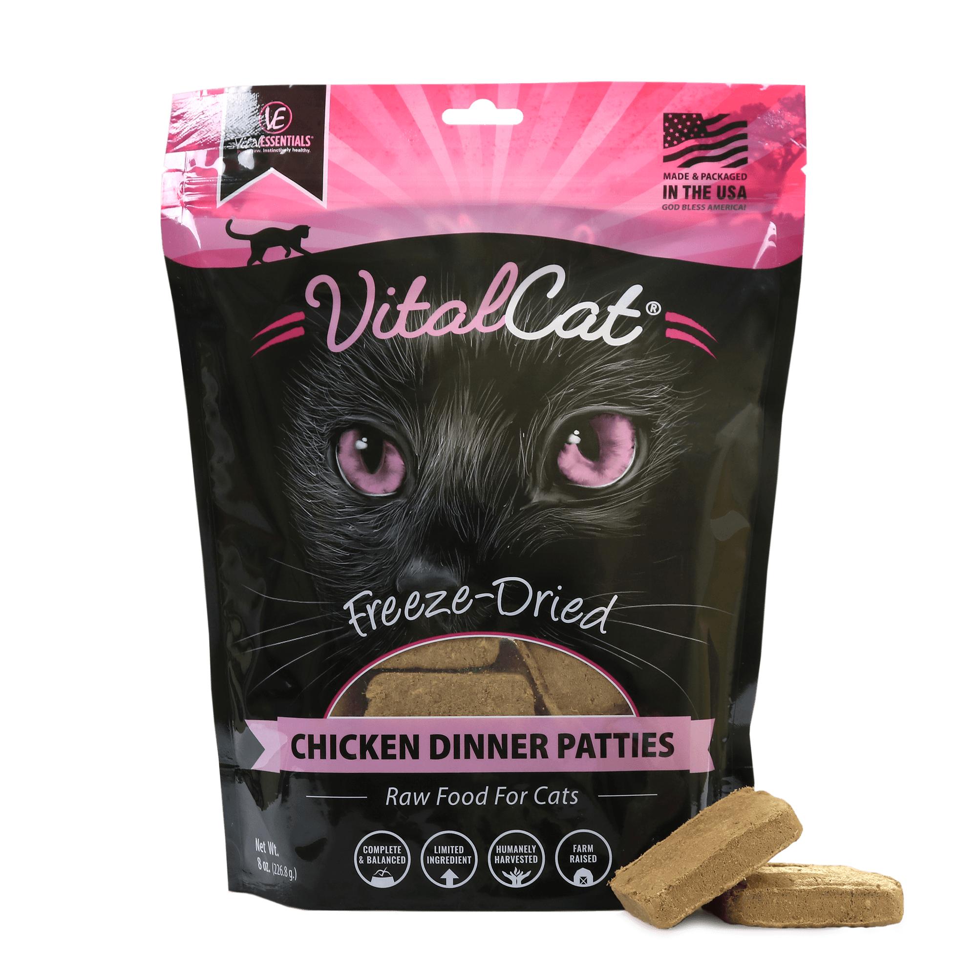 Vital Essentials Vital Cat Chicken Mini Patties Raw Freeze-Dried Cat Food (**)