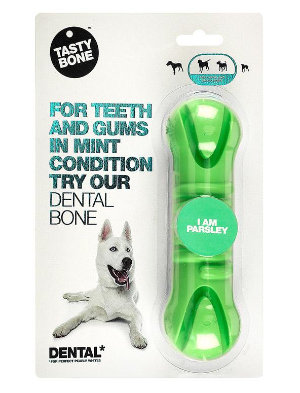 Tasty Bone Dental Bone Parsley Dog Toy, Medium