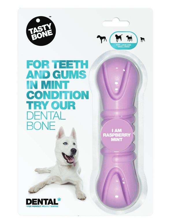Tasty Bone Dental Bone Raspberry Mint Dog Toy, Medium