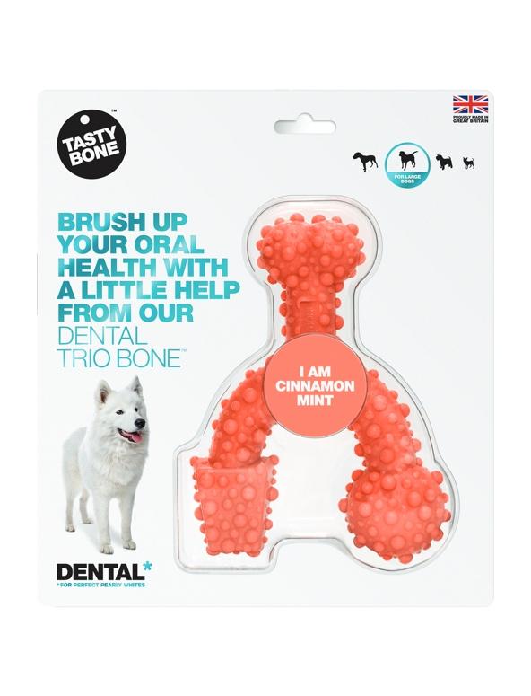 Tasty Bone Dental Trio Bone Cinnamon Mint Dog Toy, Large