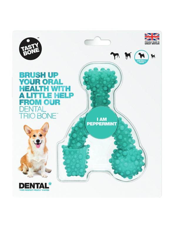 Tasty Bone Dental Trio Bone Peppermnt Dog Toy, Small