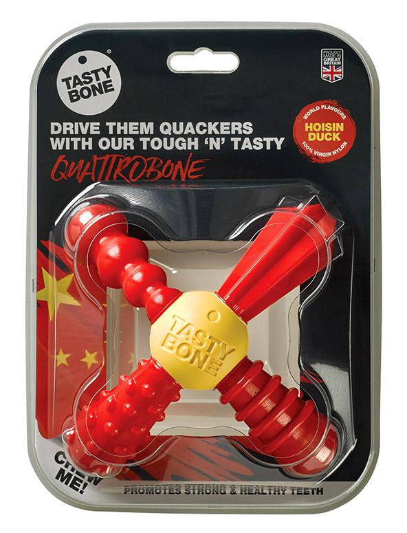 Tasty Bone Nylon QuattroBone Hoisin Duck Dog Toy, Small