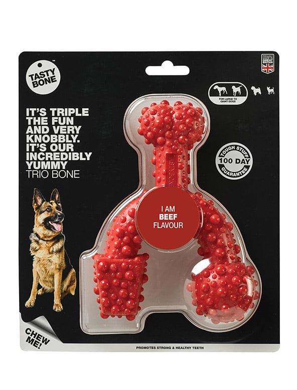 Tasty Bone Nylon Trio Bone Beef Dog Toy, Large