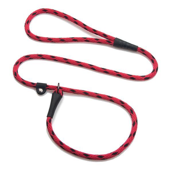 Mendota Pet Small Slip Checkered Dog Leash, Black Ice Red, 3/8-in x 4-ft
